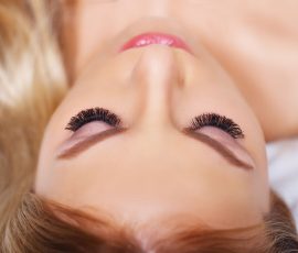 61660188 - beauty makeup for blue eyes. part of beautiful face closeup. perfect skin, long eyelashes. make up concept.